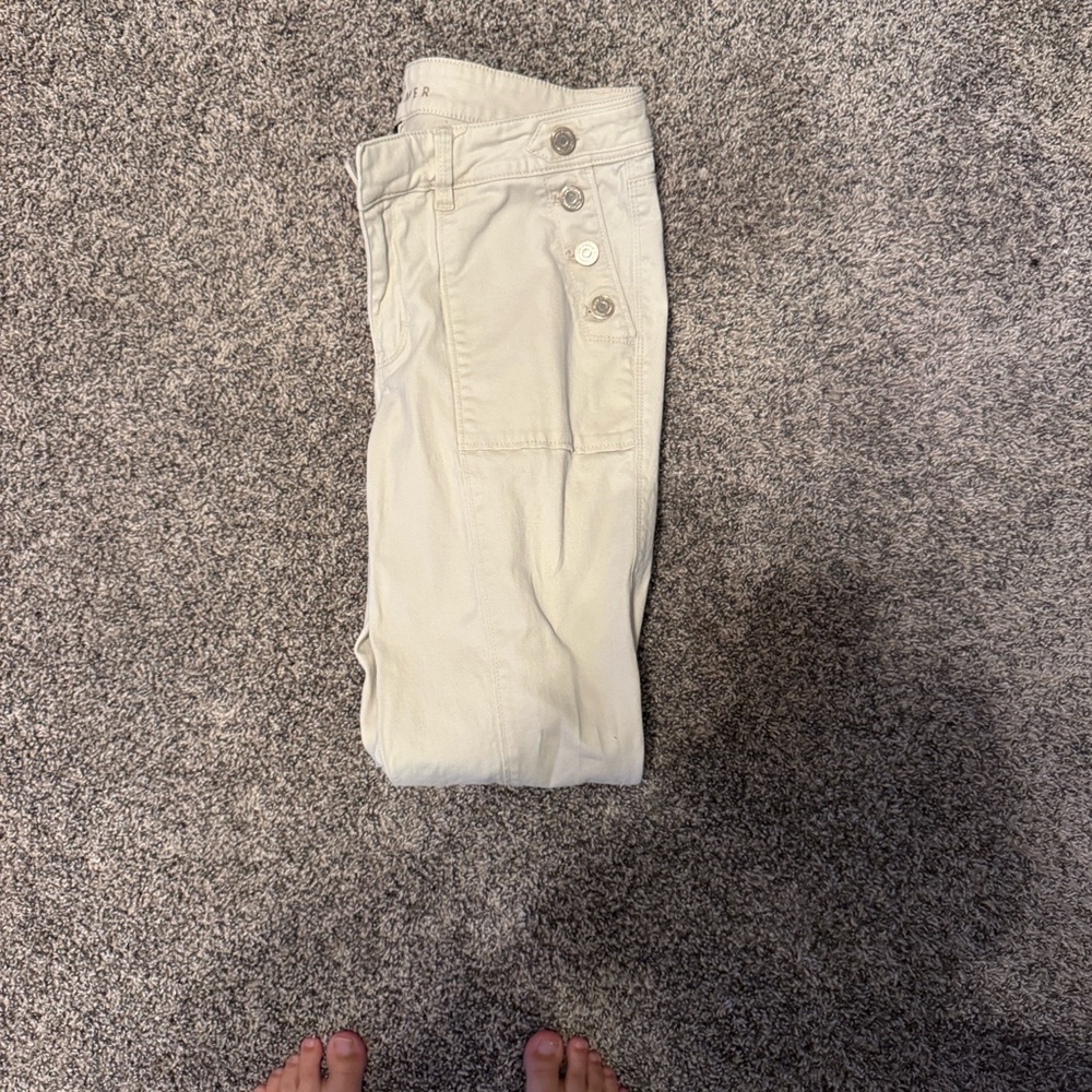 White House Black Market Cream Straight Leg Pants - Picture 2 of 3